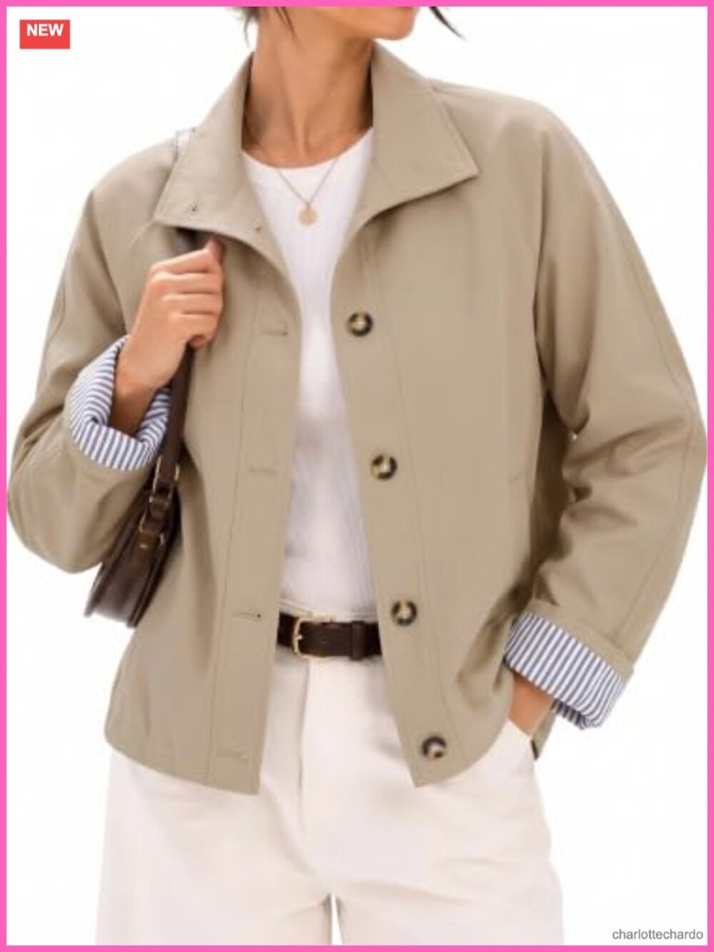 Dokotoo Women's Cropped Trench Coat Lightweight Polyester Jacket